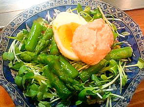 アスパラの小鉢、お酒のおつまみに最適です