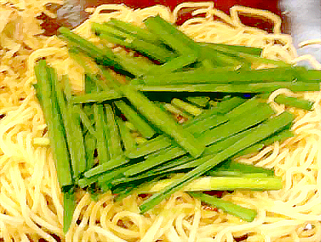 にらが入ったお好み焼き